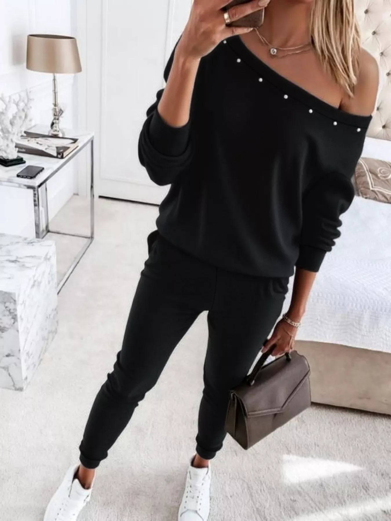 05d5ef35-76f5-43bd-b77c-28c2033a2384-Max-Origin.jpg One-Shoulder Pearl Embellished Top and Pants Set - Image 2