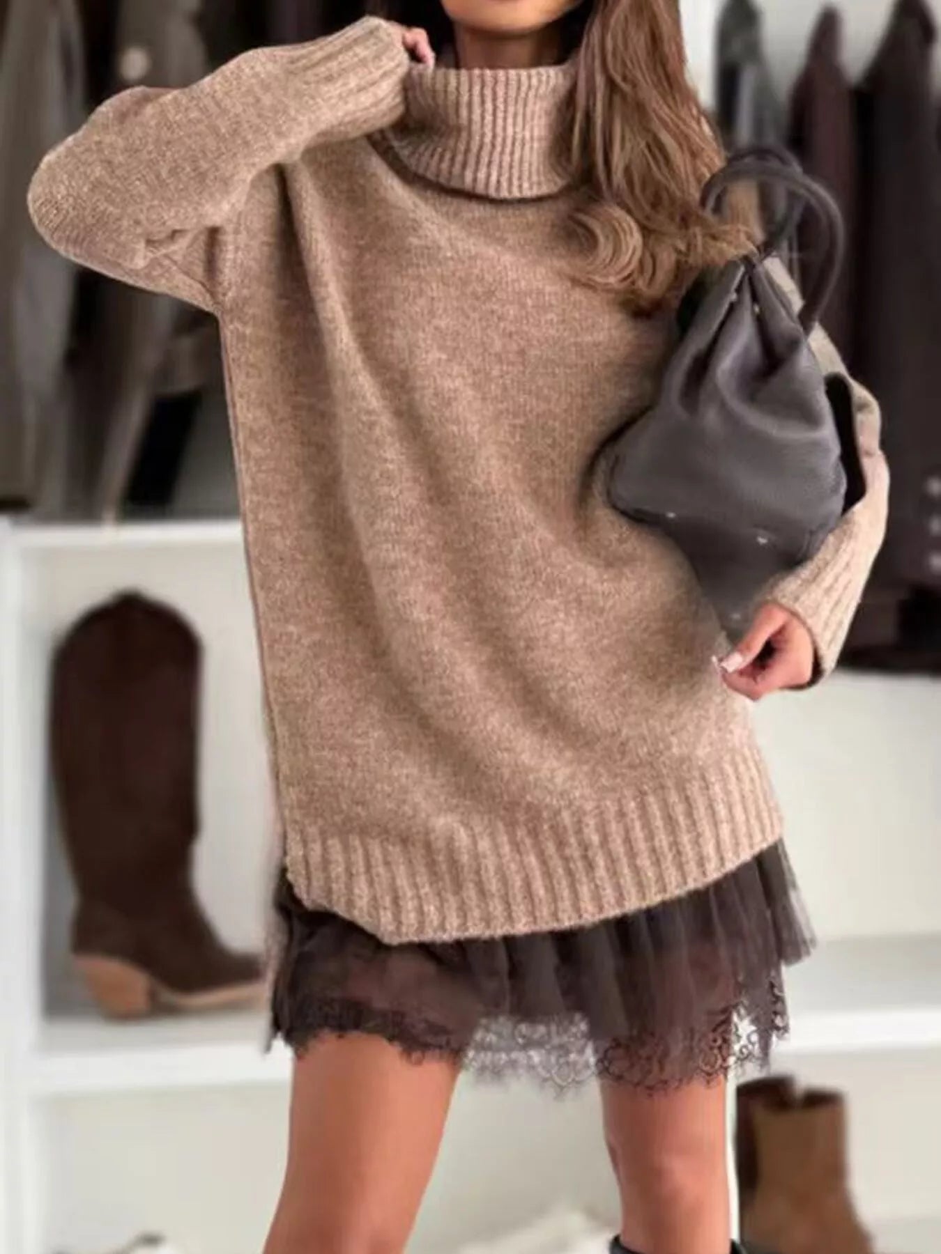 0b43f91cf5794c77a661e37000b3fbc0-Max-Origin.jpg Full Size Lace Detail Cami Dress and Turtleneck Oversized Sweater Set Plus Size - Image 9