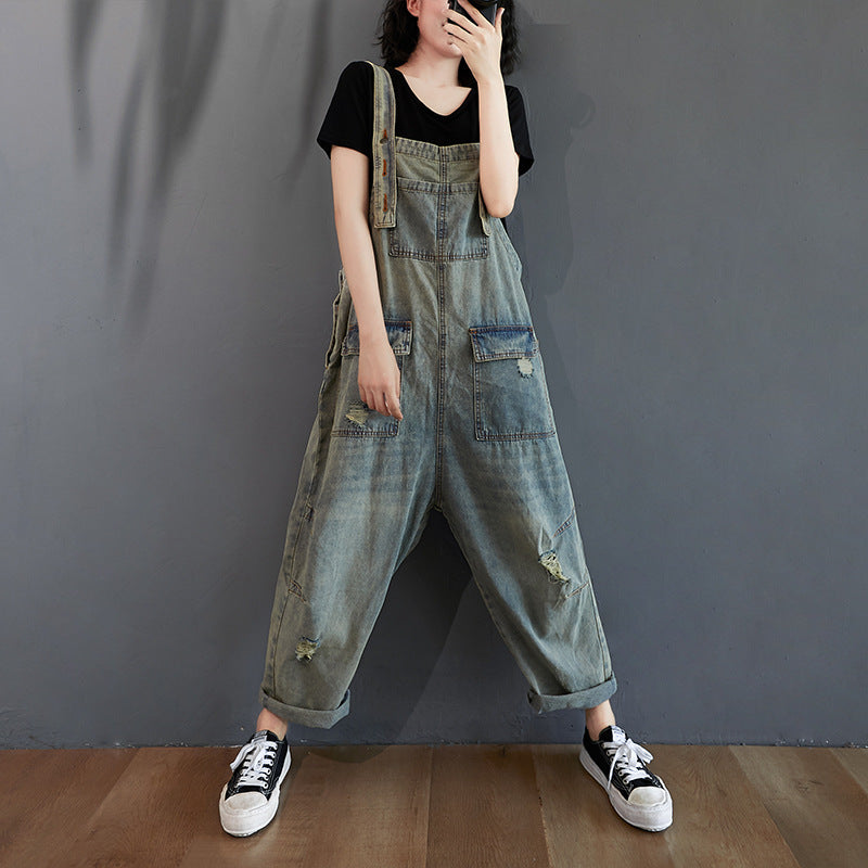 0ba1ddf7-1b46-4c7e-92ab-d06917d7d6d0.jpg Women's Summer Retro Nostalgic Ripped Denim Overalls