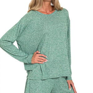 Zenana Soft Melange Long Sleeve Tee and Shorts Set