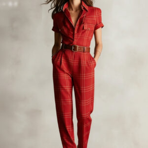 Notched Lapel Wide-leg Jumpsuit