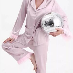 Silky Button Up Top and Pants Lounge Set