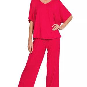 Zenana V-neck Oversized Top & Pants Set