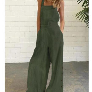 High-Waisted Sleeveless Wide-Leg Denim Jumpsuit – 8 Colors, S–2XL