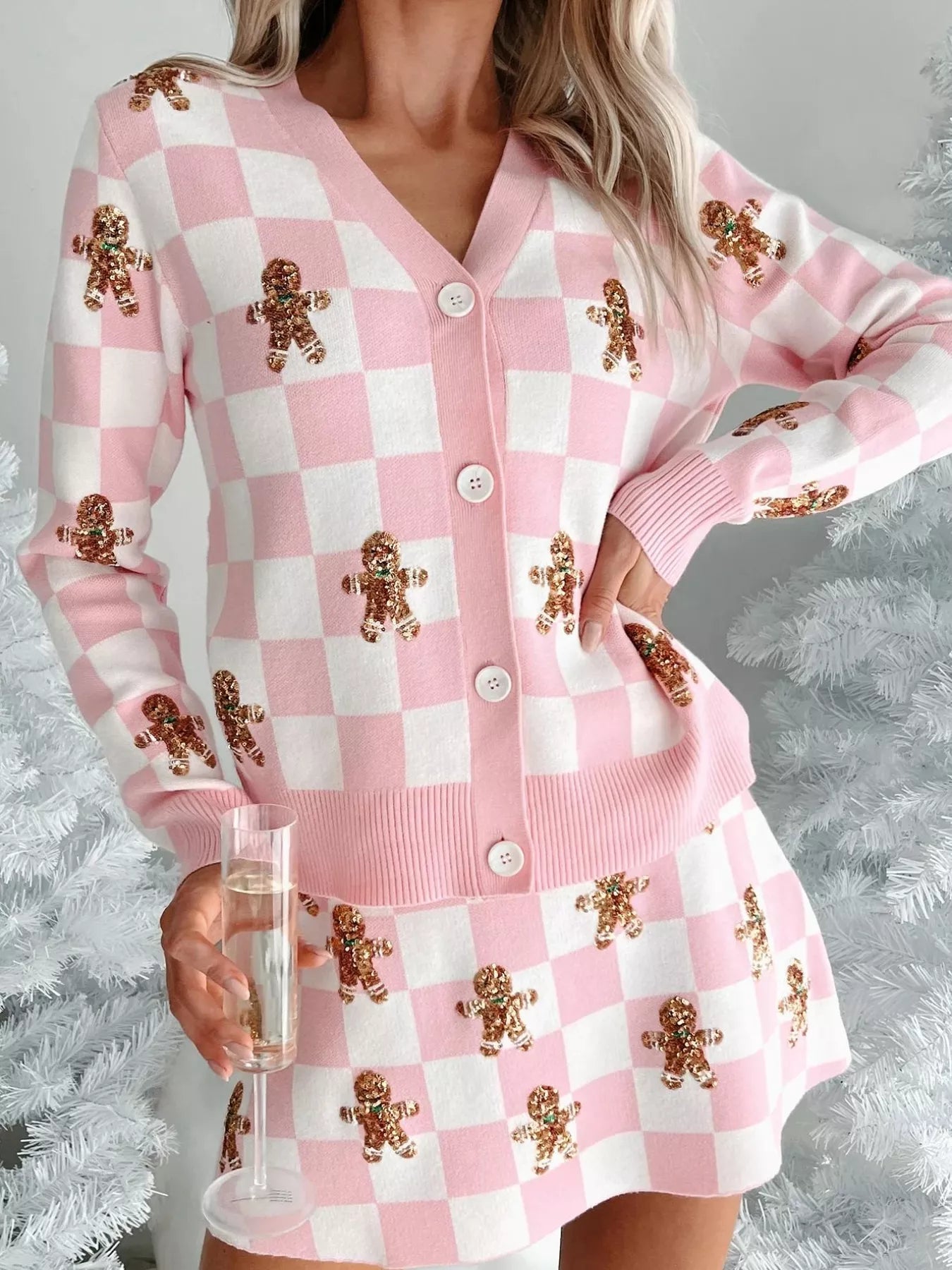 1708ba5a-dea1-4574-91fa-5444c8227bb3-Max-Origin.jpg Gingerbread Checkered Cardigan and Skirt Sweater Set - Image 2