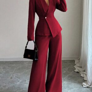 One Button Blazer and Pants Set