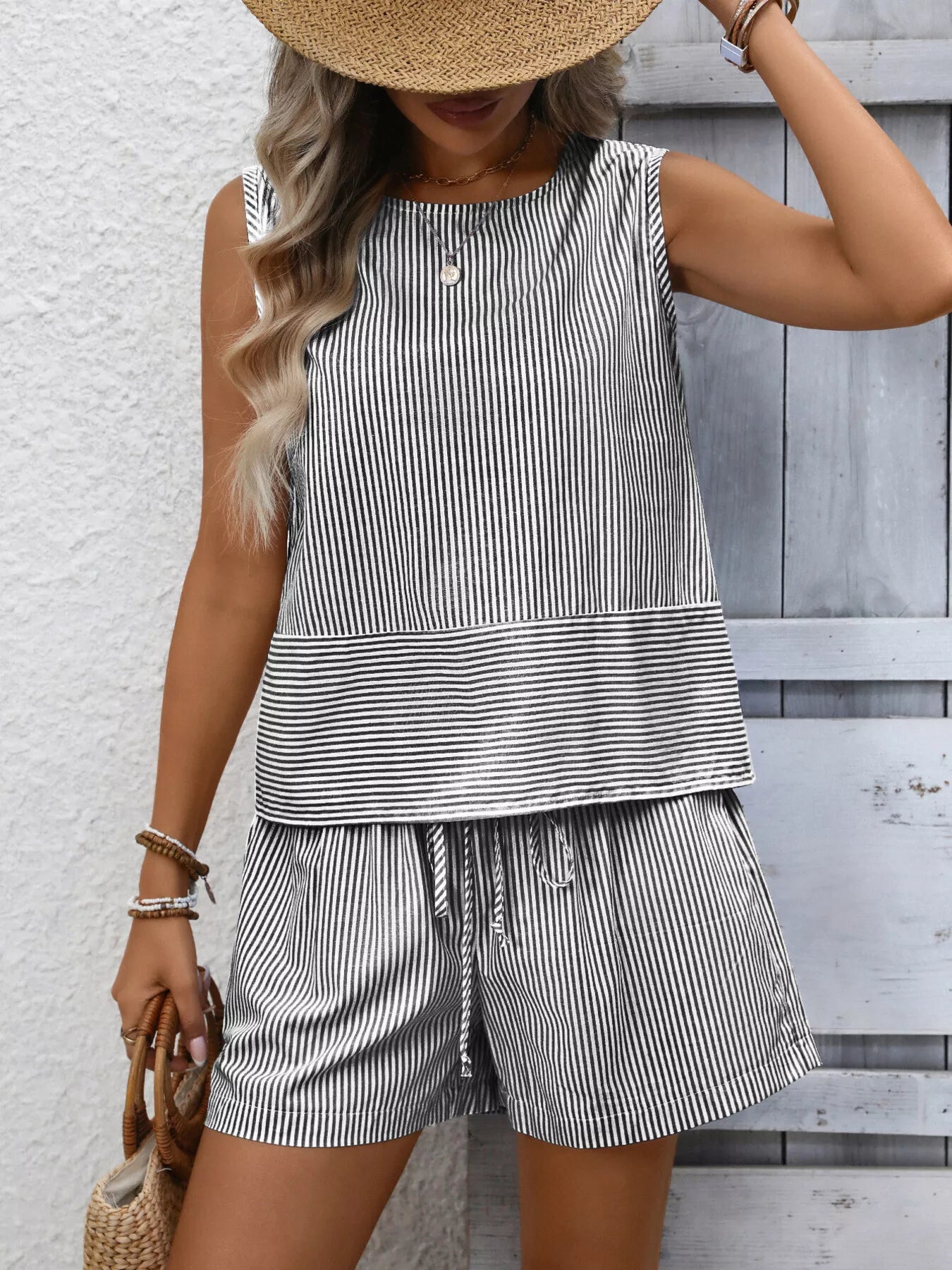 19fff4891ef94cdf991c9f31e2af41c9-Max-Origin.jpg Striped Sleeveless Top & Drawstring Shorts Set - Image 7