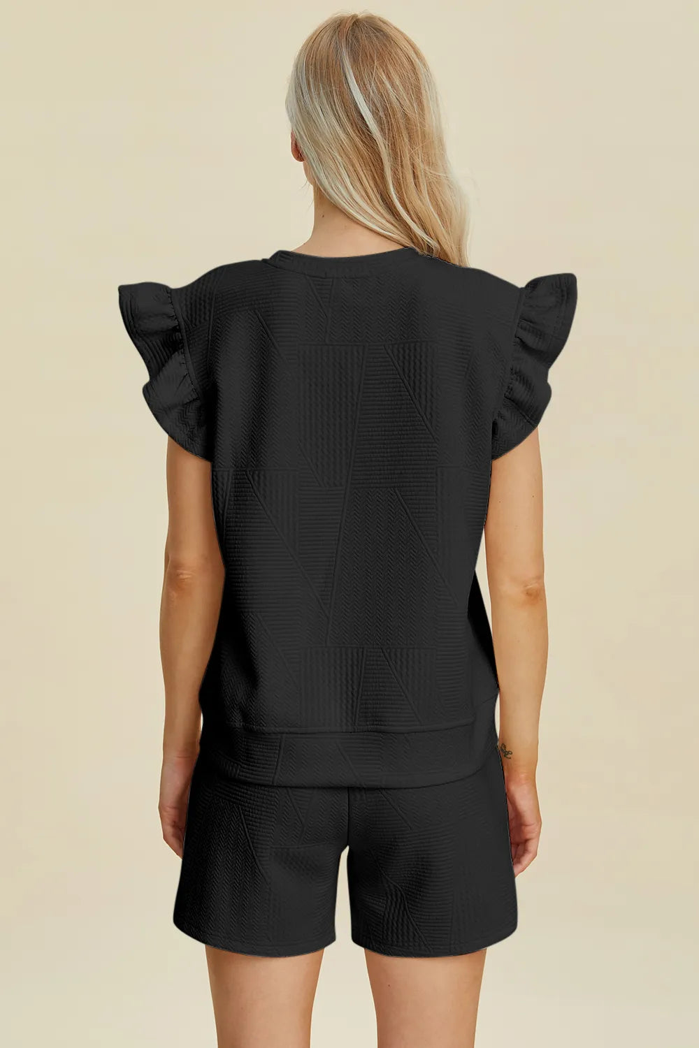 1bb0d1b0-5fd4-41ca-859f-3909a9c04987-Max.jpg Double Take Full Size Texture Round Neck Ruffle Sleeve Top and Shorts Set - Image 17