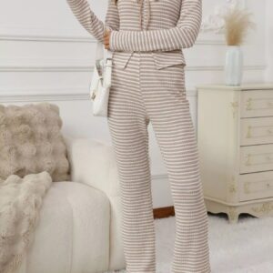Striped Long Sleeve Top and Pants Set