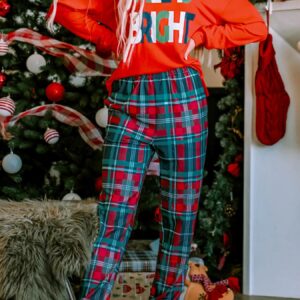 ALL IS BRIGHT Graphic Christmas Plaid Pajamas Set