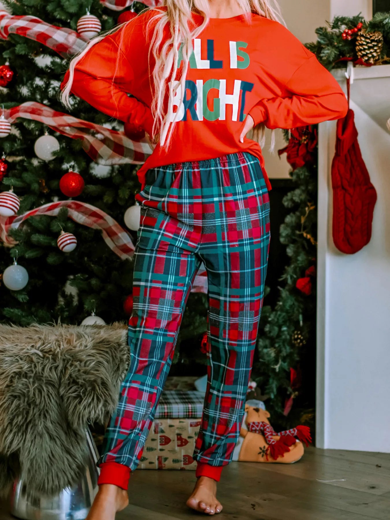 206bafecc0344591adb3c3bbc587e288-Max-Origin.jpg ALL IS BRIGHT Graphic Christmas Plaid Pajamas Set