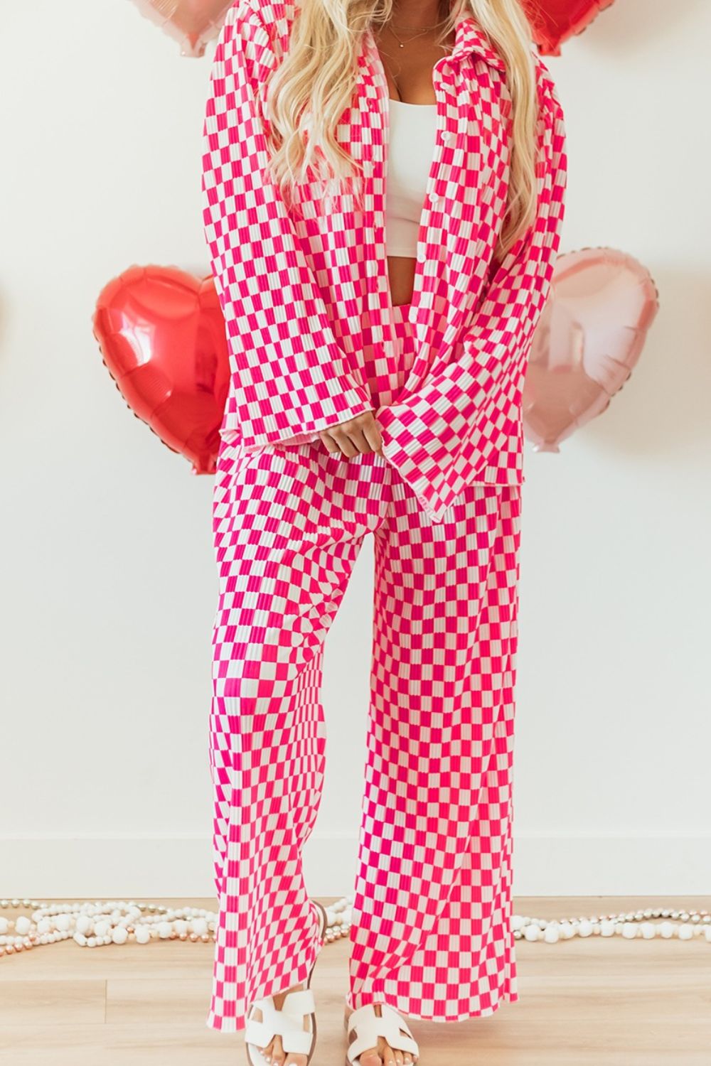 20ce3a4b-98a6-4b27-857d-01cfbaa01c1e-Max.jpg Checkerboard Print Long Sleeve Top and Pants Set - Image 4