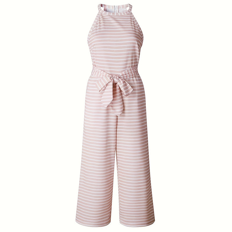 2aba731c-71f8-45d6-906c-a4344af9f8ab.jpg Casual Striped Jumpsuits Summer Cap Sleeve Wide Leg Jumper - Image 5