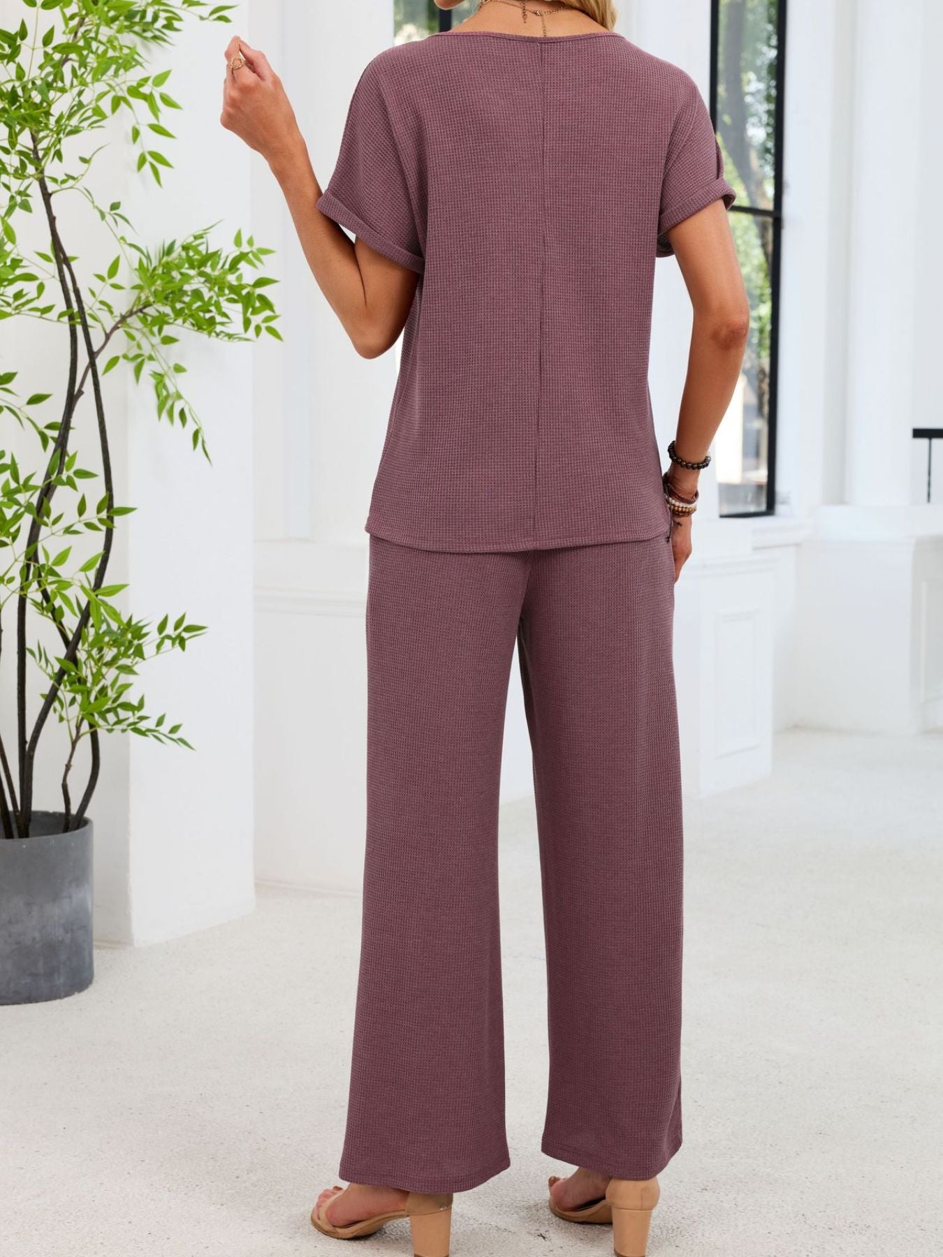 2ca7a4d9-202e-47b1-baae-833291f44c81-Max.jpg Lace Detail Short Sleeve Top and Pants Set - Image 6