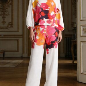 Floral Print Off-Shoulder Top and Pants Set