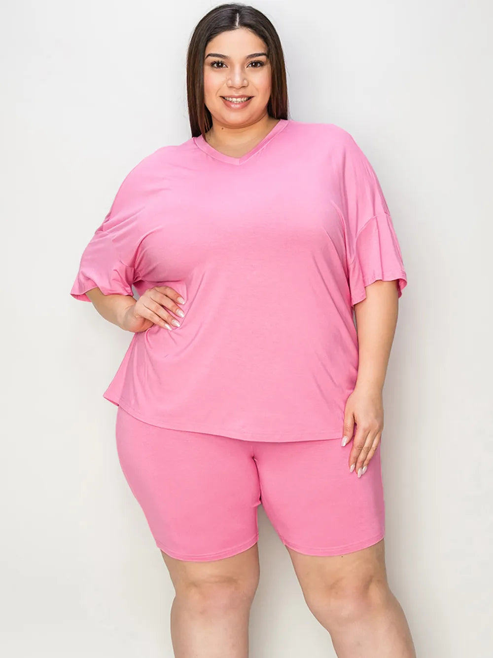 31854e3a-5a52-4fdf-9edf-6f7846530f81-Max.jpg Basic Bae Full Size V-Neck Drop Shoulder T-Shirt and Shorts Set - Image 5