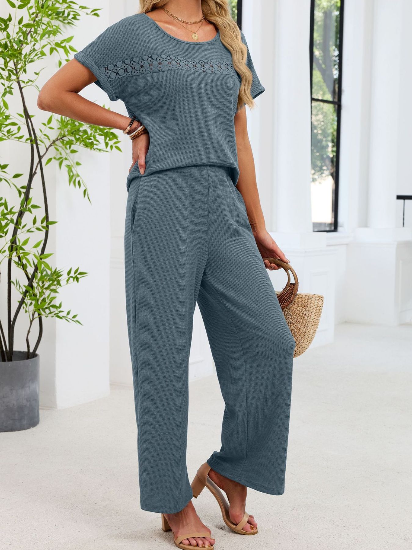 32ac63b0-45e7-4c46-b01f-0a61c496c9bd-Max.jpg Lace Detail Short Sleeve Top and Pants Set - Image 17