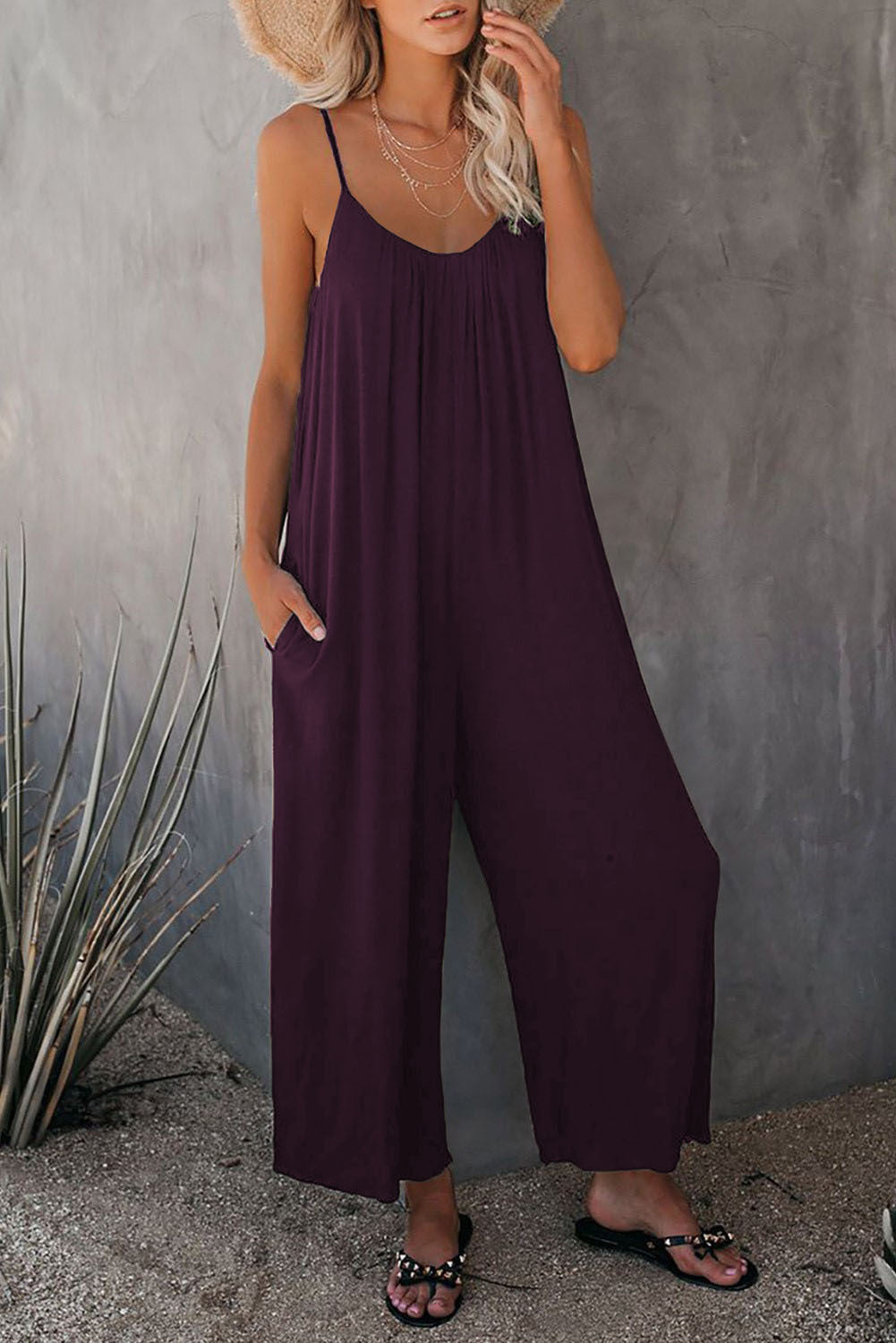 35492bea-d0f0-4a02-877b-31751db202dd.jpg Women's Pleated Chest Cross-Strap Jumpsuit - Image 6