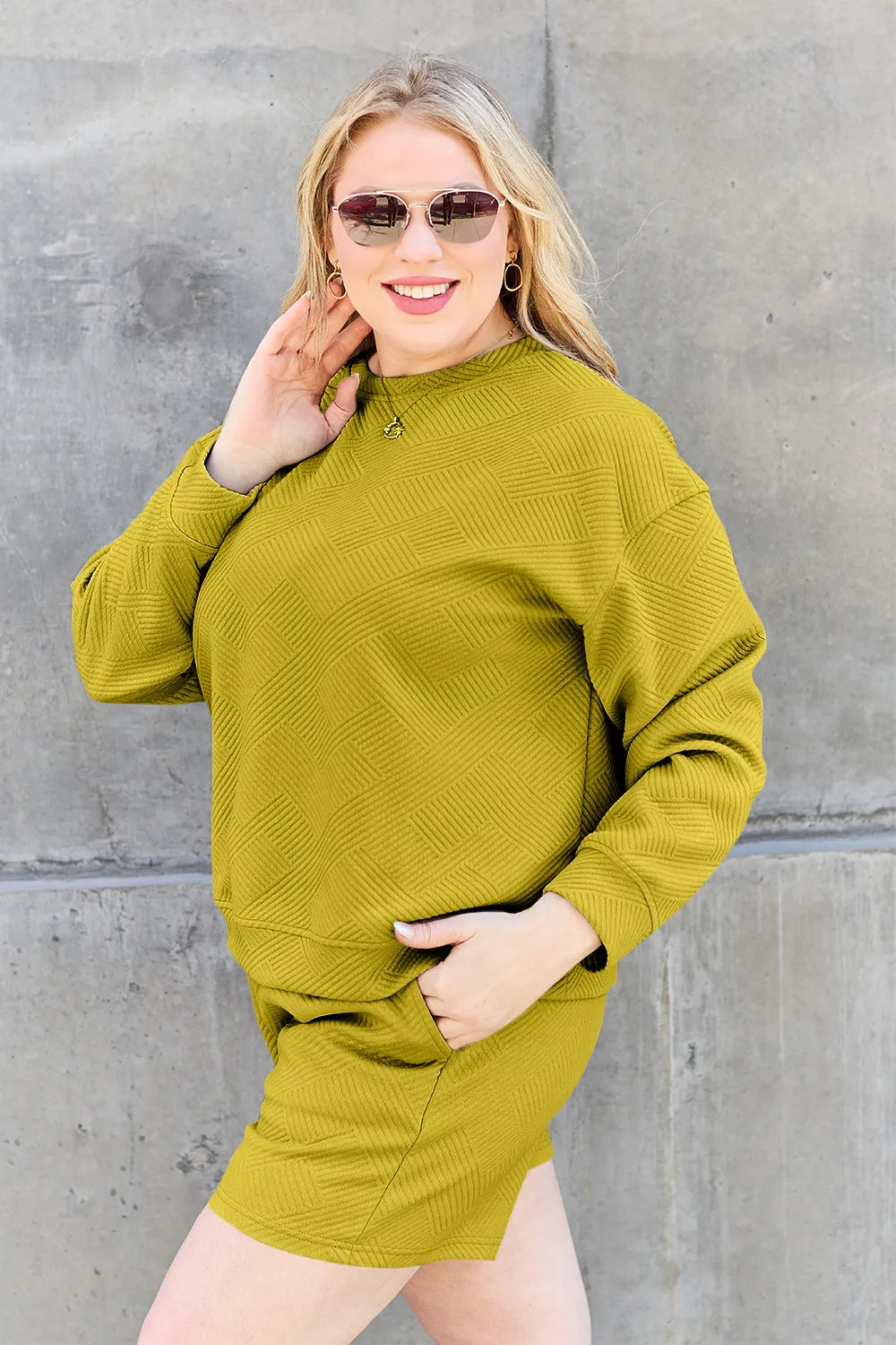 3b8cb31f-2655-4687-a599-56317342a449-Max.jpg Double Take Full Size Texture Long Sleeve Top and Drawstring Shorts Set - Image 26