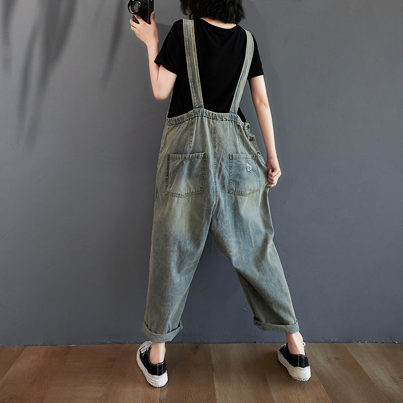 3ed4d55f-4053-4bb8-9a08-685577430f8f.jpg Women's Summer Retro Nostalgic Ripped Denim Overalls - Image 5
