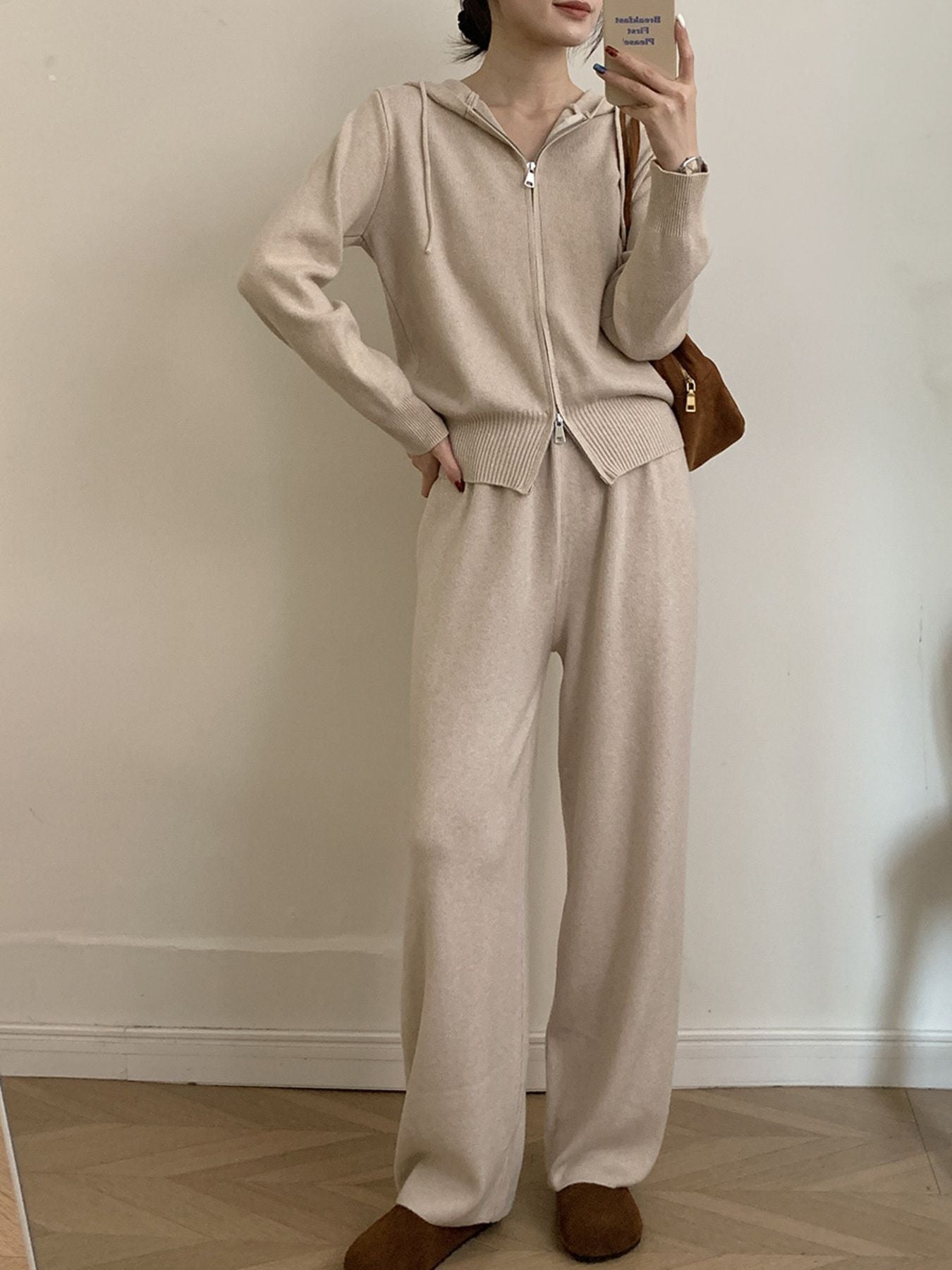 409e7a8a-396d-4969-9873-d48736b741d2-Max.jpg Zip Up Cardigan and Drawstring Wide Leg Pants Knit Set - Image 15