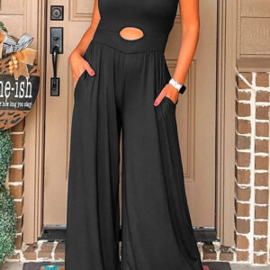 Cutout Scoop Neck Wide Strap Jumpsuit