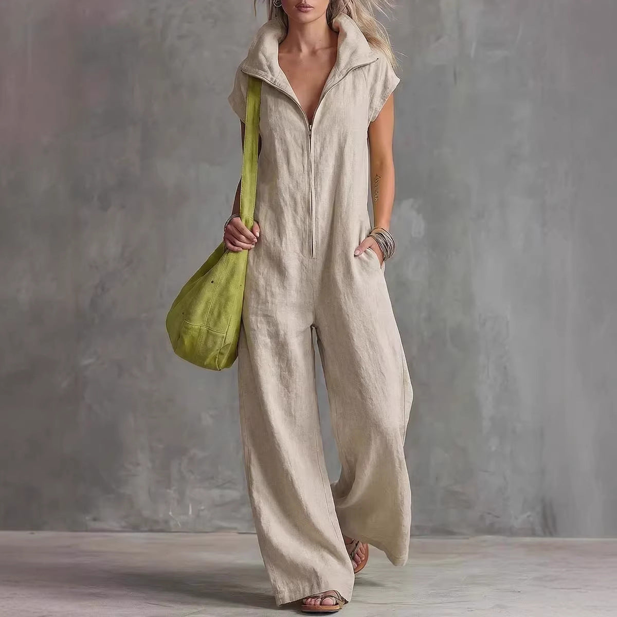 42e7a6b5-611f-492a-a334-db8b27c014bf.jpg Women's Loose Sleeveless Jumpsuit with Pockets – Linen-Look - Image 3