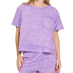 Zenana Halo Snow Washed Boxy Top & Shorts Set
