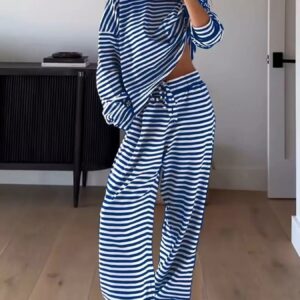 Striped Long Sleeve Top and Pants Set