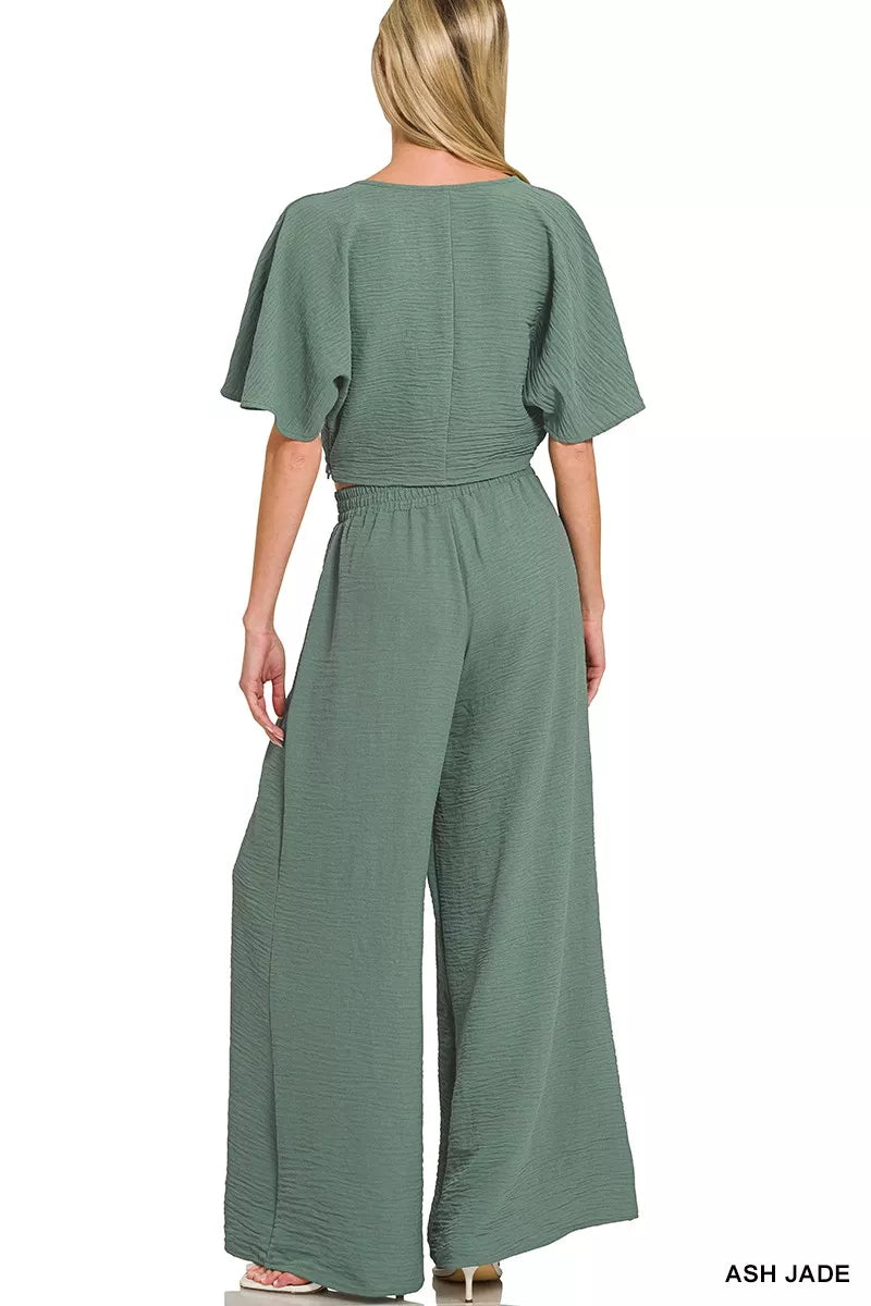 49926fed231746be9930d59d6ae7f65a-Max-Origin.jpg Zenana Woven Airflow Twisted Top & Wide Leg Pants Set - Image 3