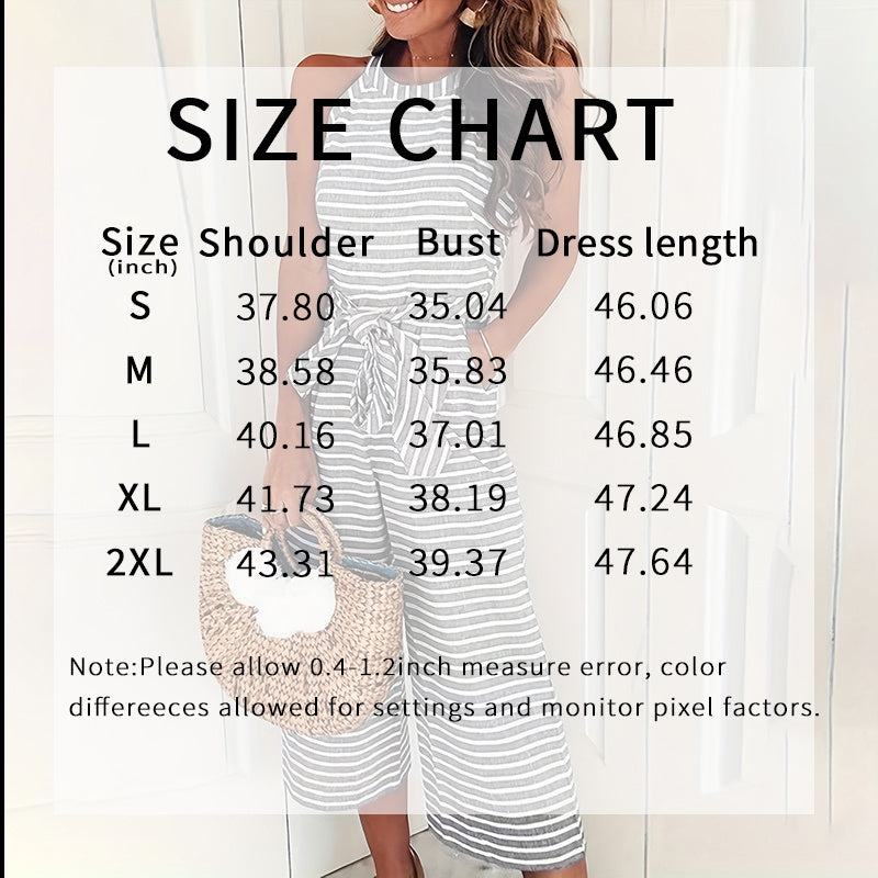 4a62d0b3-0ec8-428b-ae1c-6f46da9bc82f.jpg Casual Striped Jumpsuits Summer Cap Sleeve Wide Leg Jumper - Image 2