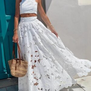 Floral Lace Tank and Skirt Set
