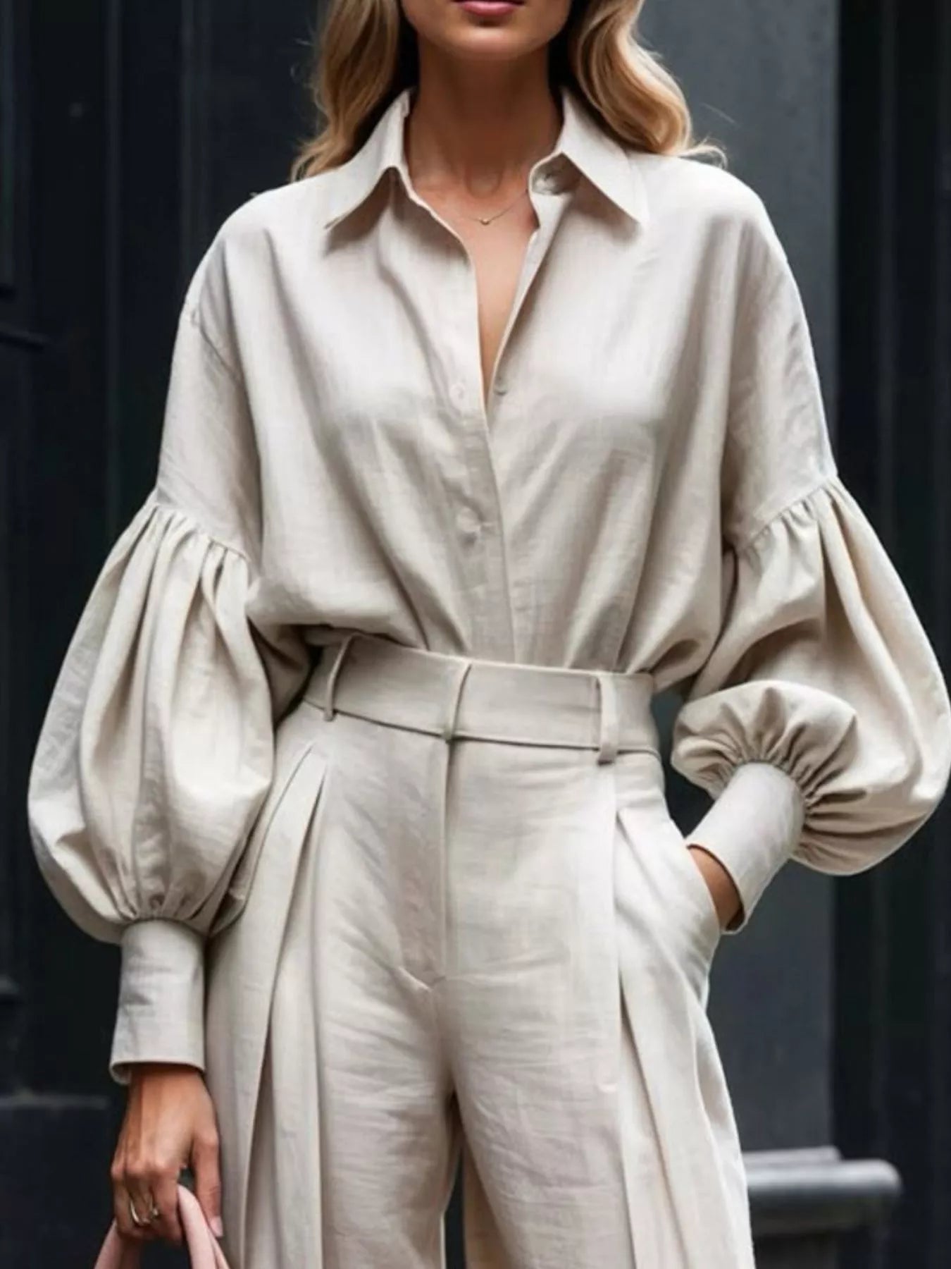 50c04803-4f2f-4ba7-bfb9-6690fac4f133-Max-Origin.jpg Lantern Sleeve Shirt and Wide Leg Pants Set - Image 5