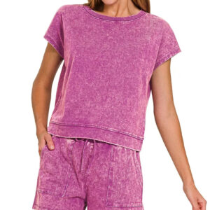 Zenana Premium Cotton Washed Sleeveless Top & Shorts Set