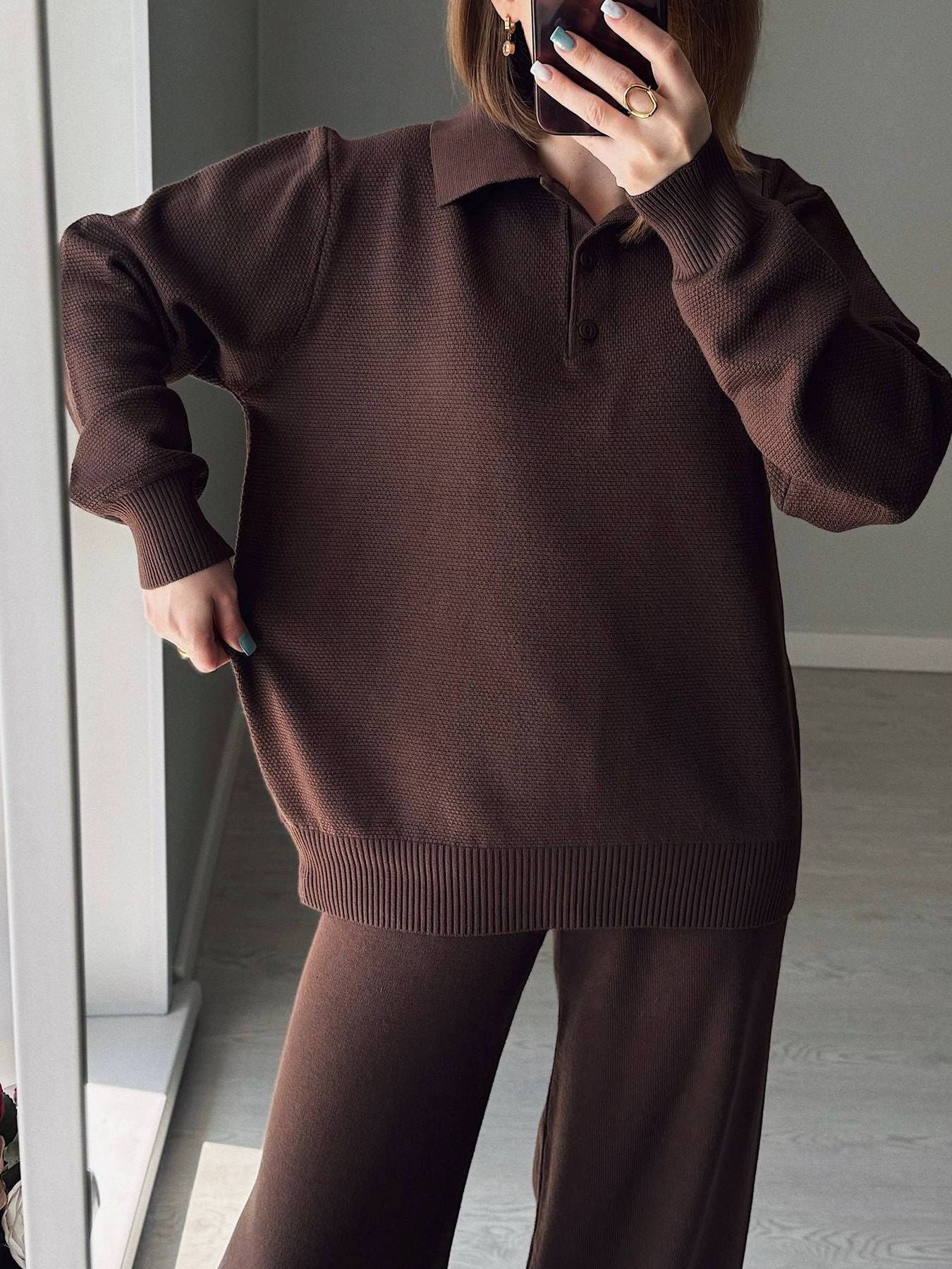 510d0995-6192-45ed-9a57-f64e9018d660-Max.jpg Polo Collar Top and Pants or Skirt Knit Set - Image 8