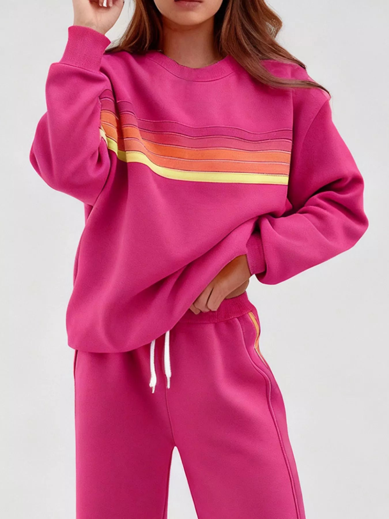 52cc388e-0aae-42c7-80dd-76a98cf4e340-Max-Origin.jpg Striped Round Neck Sweatshirt and Pants Set - Image 2
