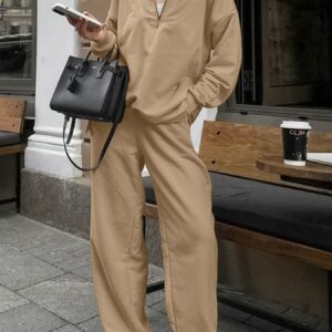 Quarter Zip Long Sleeve Top and Pants Set