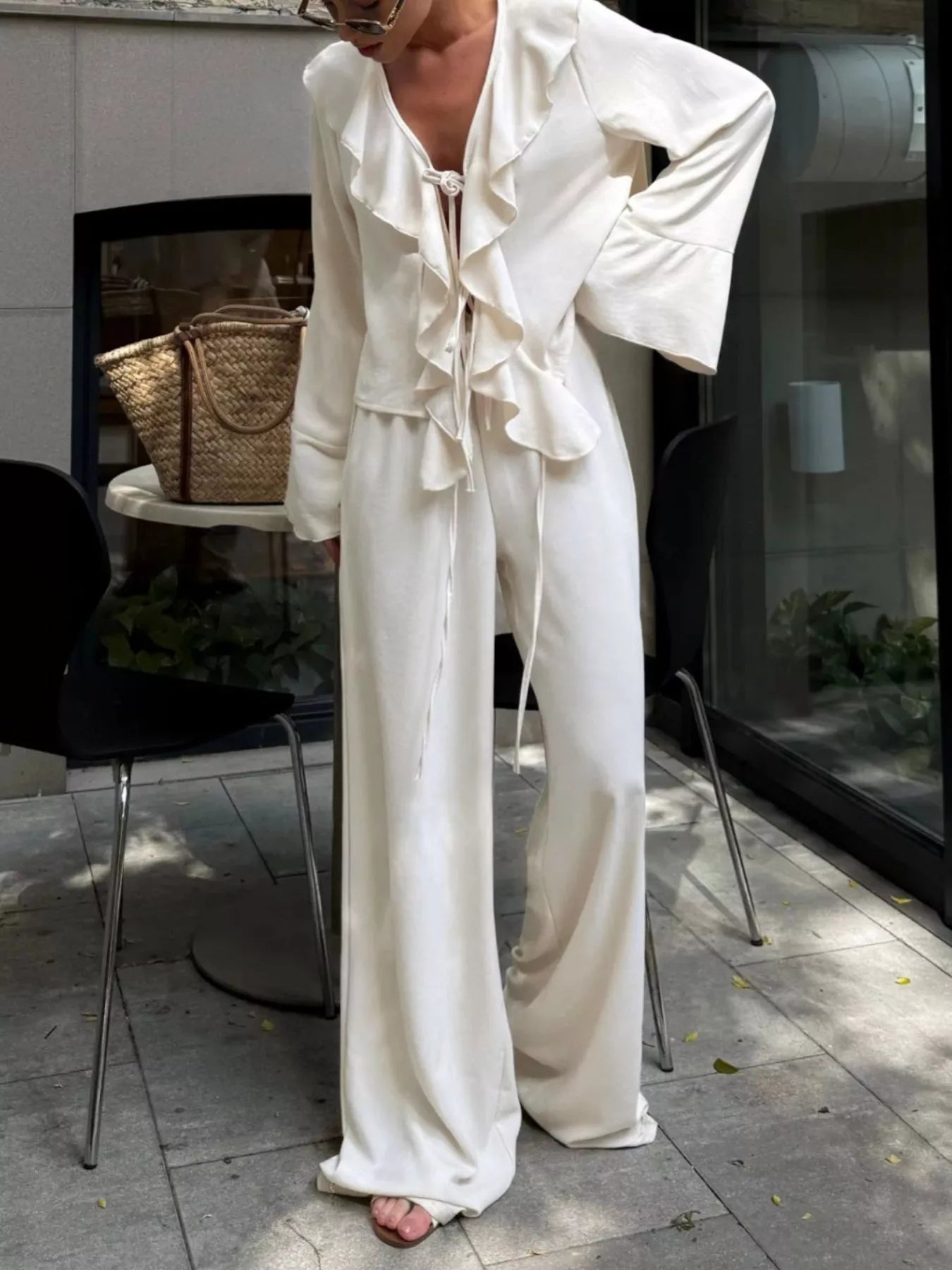 594be13f-5c68-4912-9f1c-5a6436edfa41-Max-Origin.jpg Ruffle Trim Tie Front Top and Pants Set - Image 3