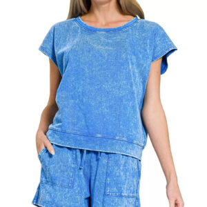 Zenana Premium Cotton Washed Sleeveless Top & Shorts Set