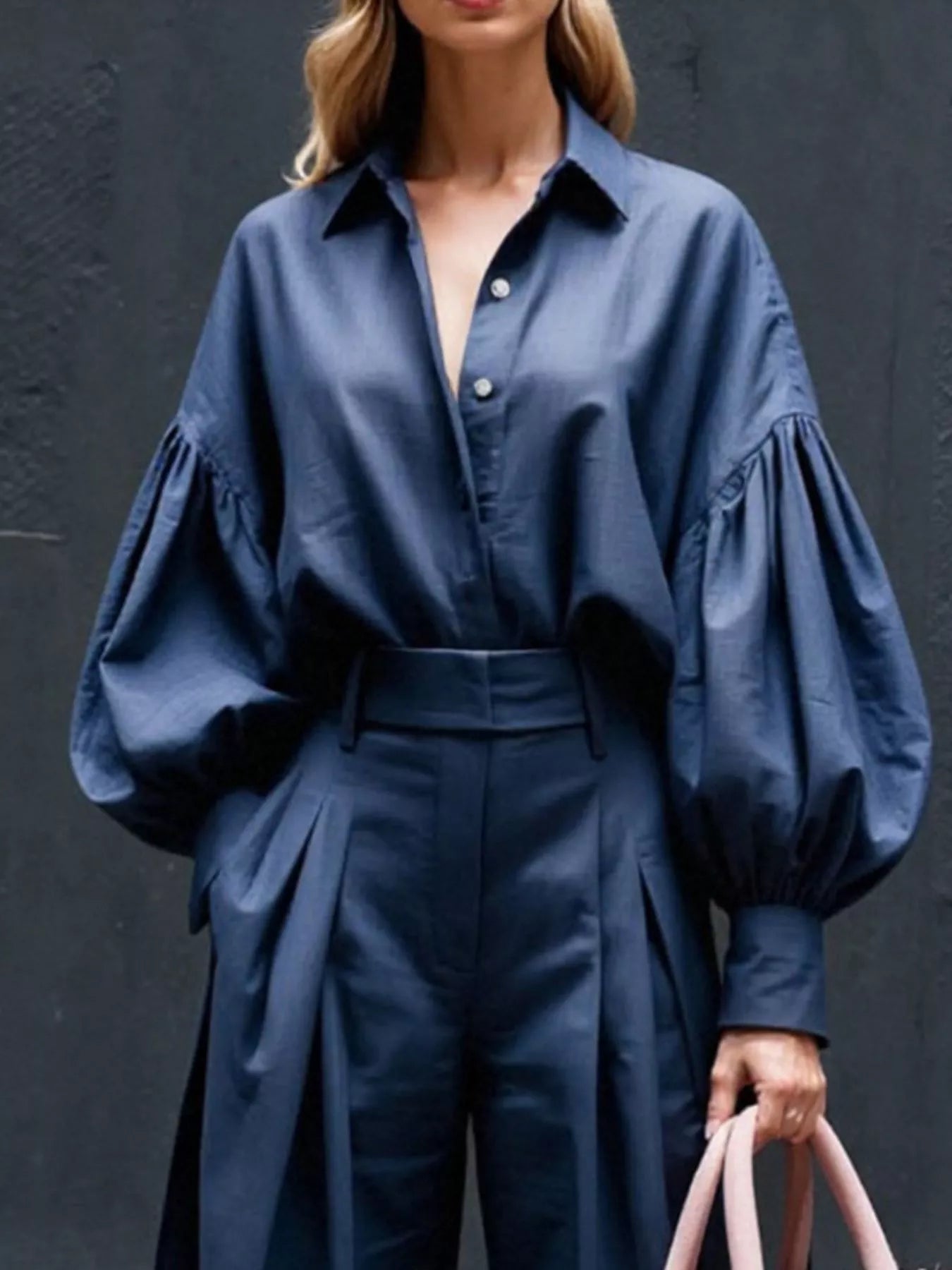 5ceaac6e-3ceb-49b3-b166-c1aceb5bb773-Max-Origin.jpg Lantern Sleeve Shirt and Wide Leg Pants Set - Image 8