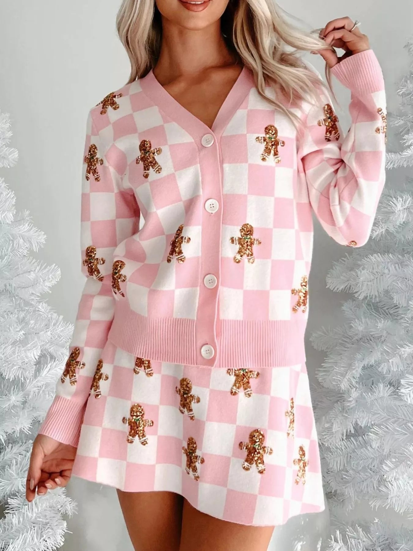 5f8e4f8f-96ee-45ba-baa9-fad732f21d9f-Max-Origin.jpg Gingerbread Checkered Cardigan and Skirt Sweater Set - Image 5