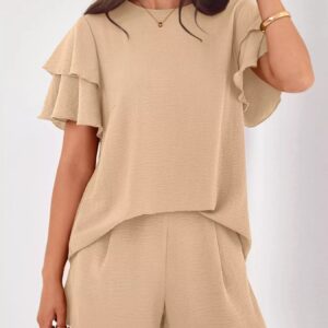 Ruffle Sleeve Top and Shorts Two-Piece Set