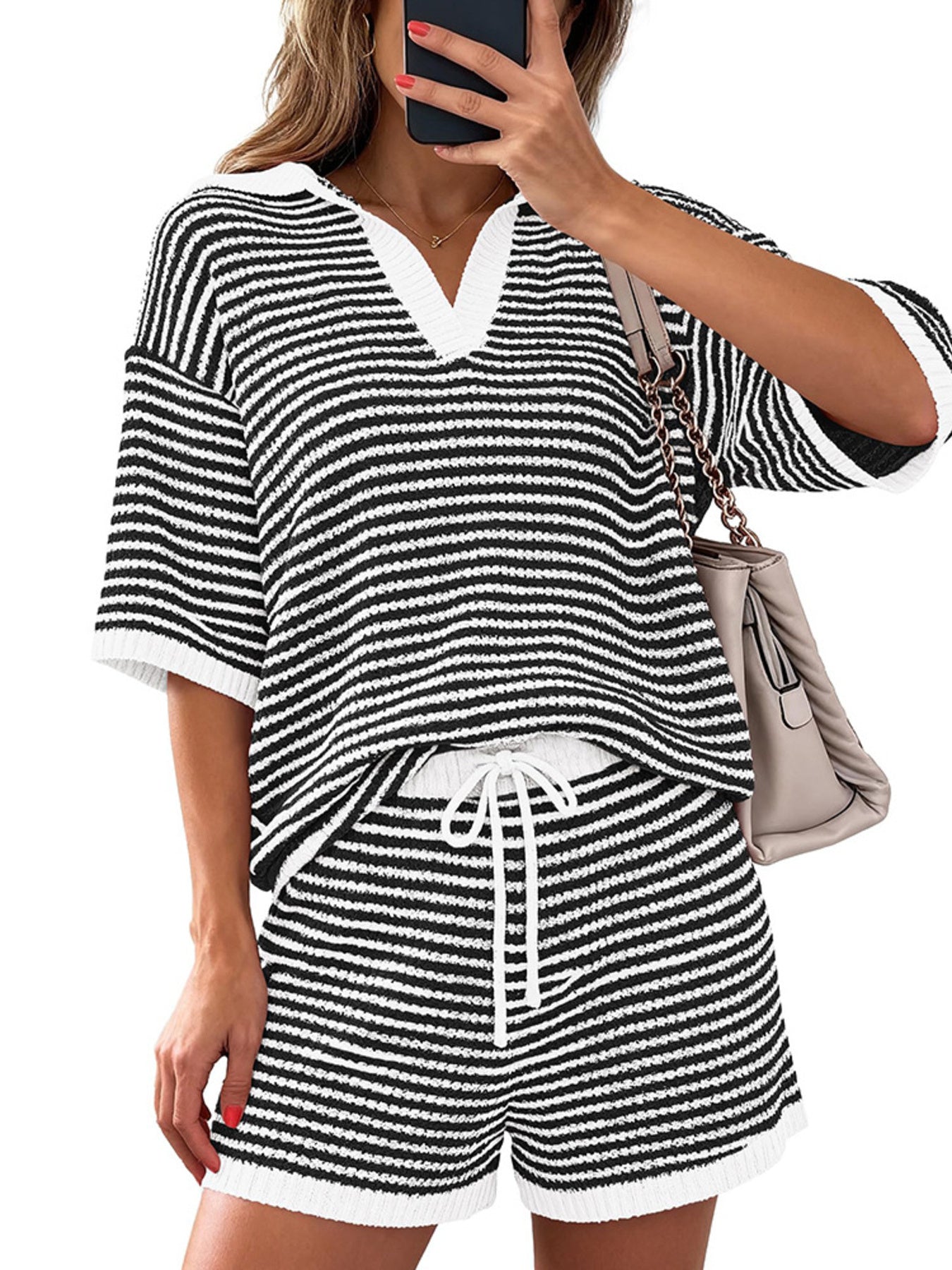 611ecc5b59984a73a33924c9644be0b2-Max.jpg Striped Knit Polo Shirt & Shorts Set - Image 5