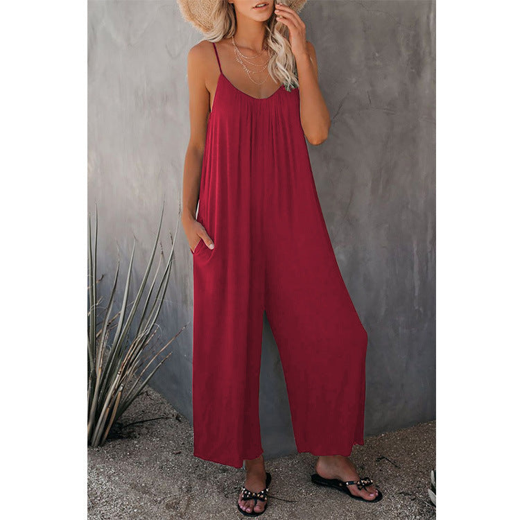 6566a2bf-8f4d-4ea8-8824-2ca91f0572c2.jpg Women's Pleated Chest Cross-Strap Jumpsuit - Image 7
