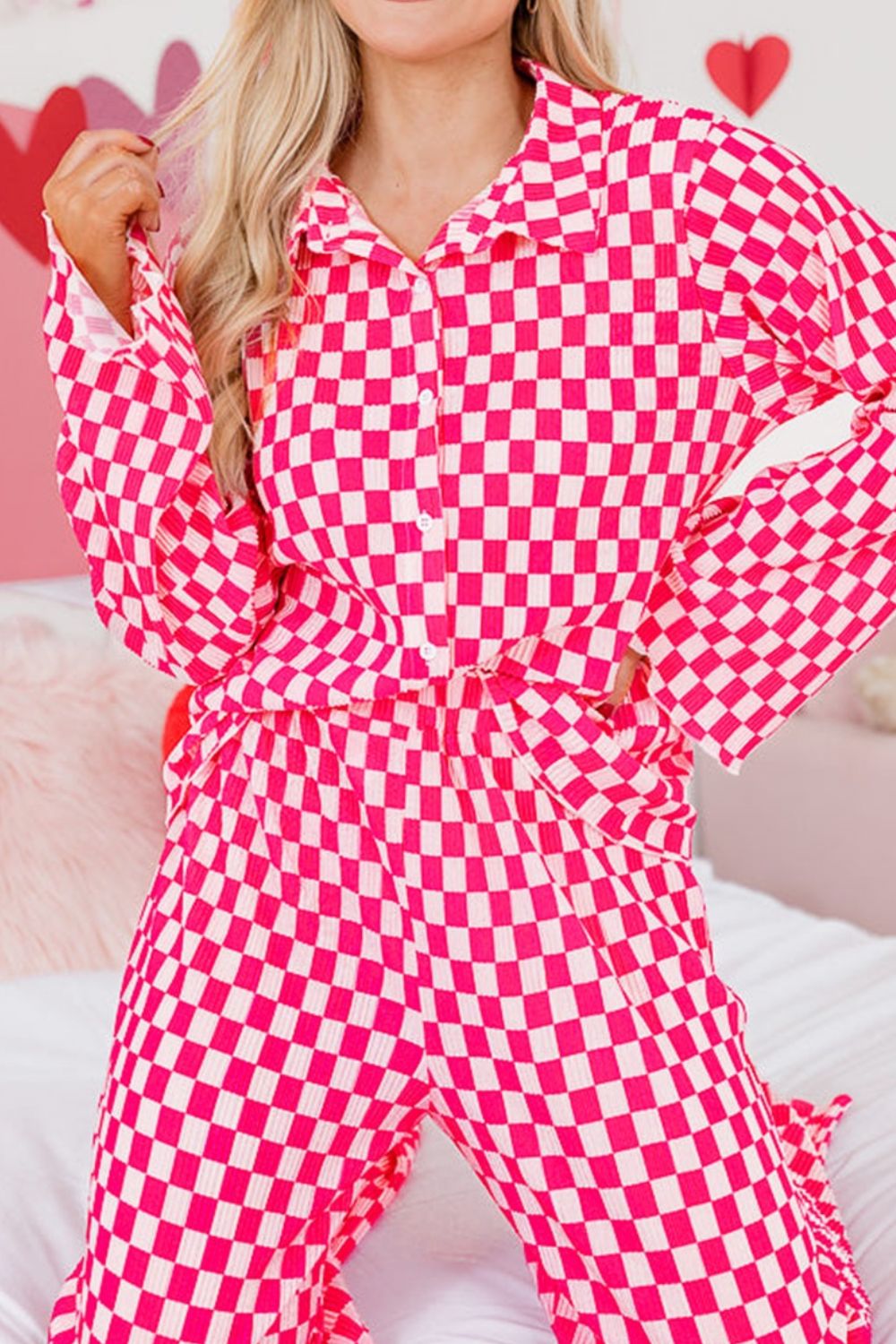 6780a7fe-e216-4237-95a2-700cc417af4e-Max.jpg Checkerboard Print Long Sleeve Top and Pants Set - Image 5