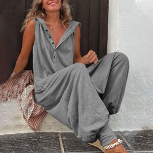 Women's Sleeveless Hooded Relaxed Fit Jumpsuit