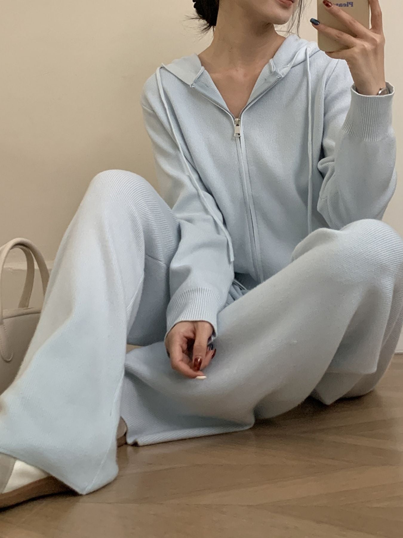 6f62dd98-334c-46f3-b02b-45c04d78a2c3-Max.jpg Zip Up Cardigan and Drawstring Wide Leg Pants Knit Set - Image 18