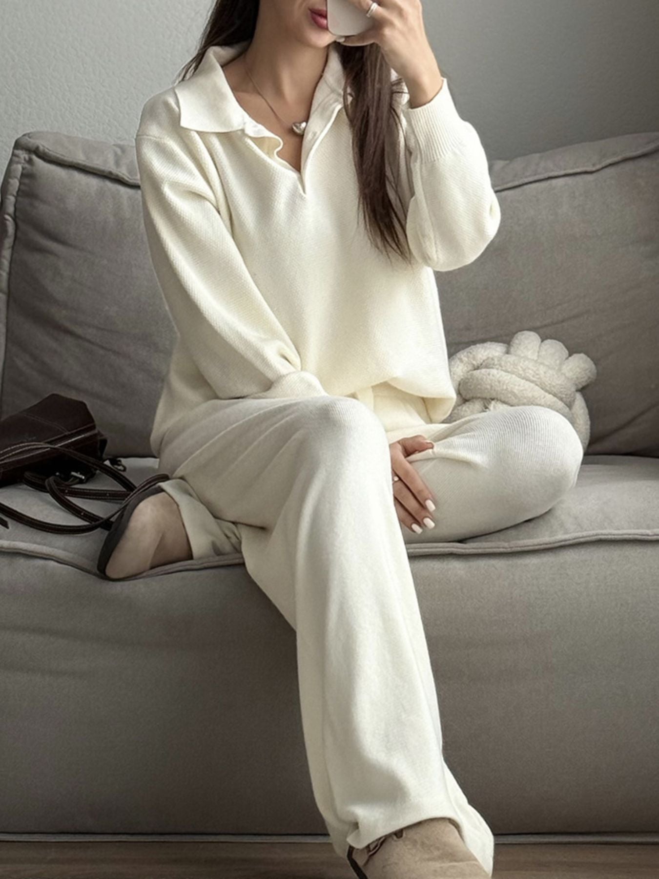 739d48f6-5fb4-4be6-ba51-cca9de9c659a-Max.jpg Polo Collar Top and Pants or Skirt Knit Set - Image 2