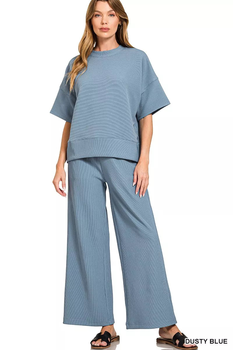 79a692f8fc344a76a1f51f0bc067bfb2-Max-Origin.jpg Zenana Ribbed Round Neck Tee & Pants Set