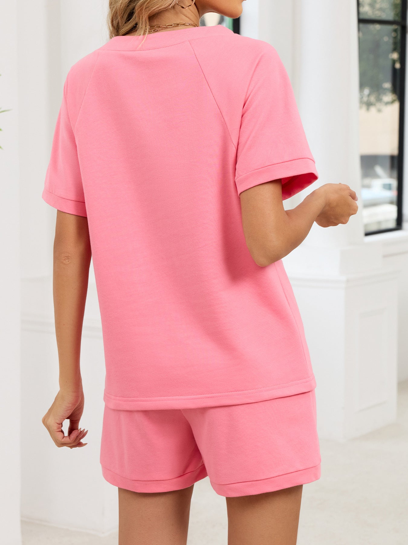 810d104018ef4955bcc7d3157d060fc8-Max.jpg Notched Short Sleeve Top and Shorts Set - Image 6